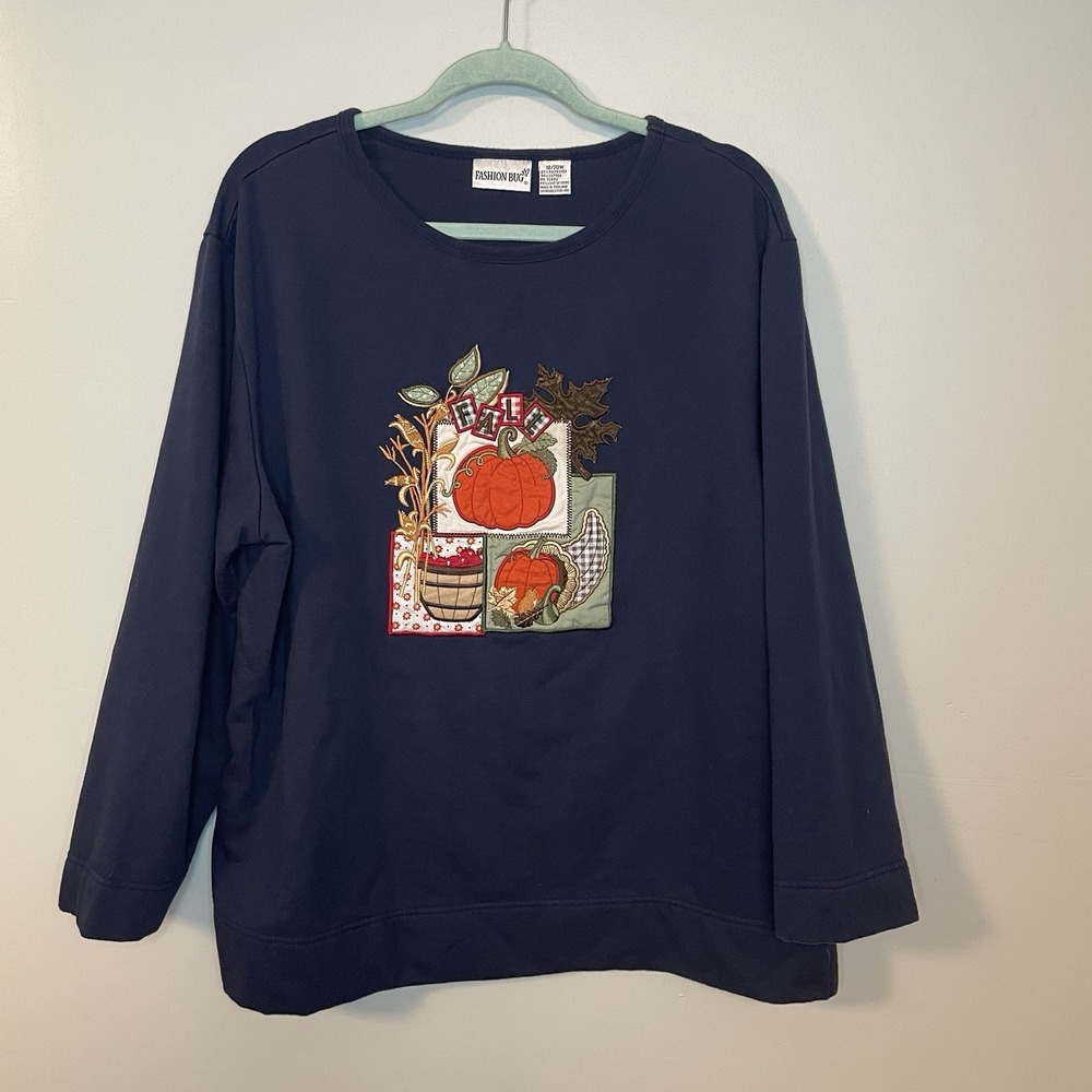 Vintage Fashion Bug Plus Sz 18/20W Fall Pumpkin Patch Colorful Sweater